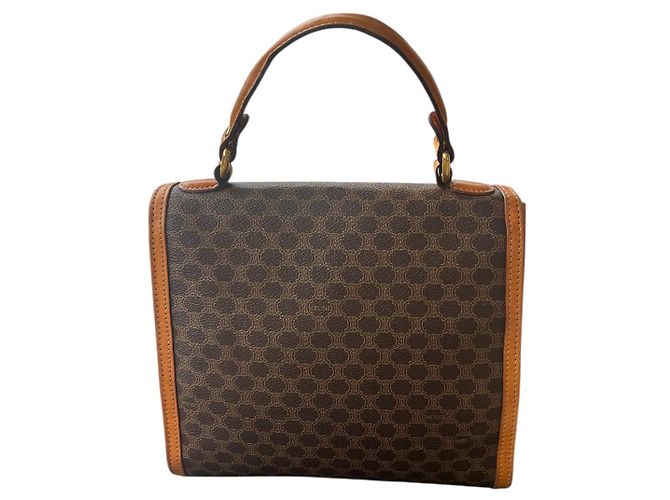 Triomphe Borsa Céline Macadam Trionfo Marrone e Pelle Caramello - vista 8