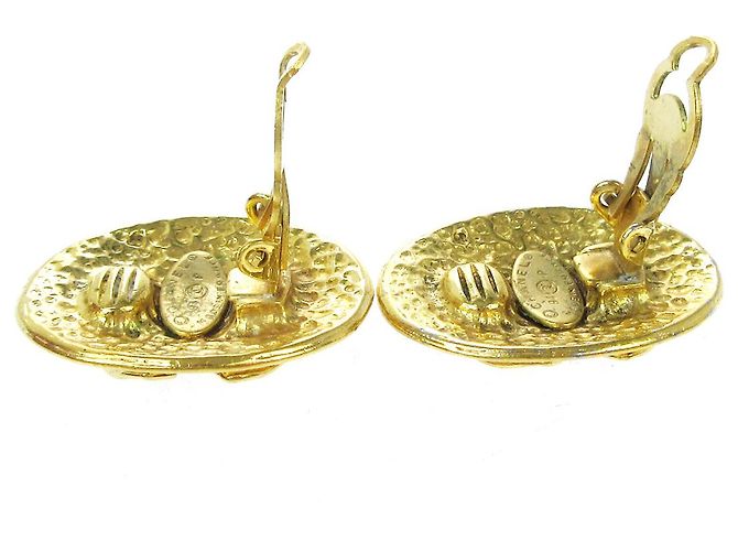 Chanel Vintage CC Button ovales Clip-On Gold-plated Golden - view 4