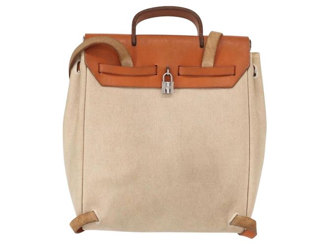 Hermès Herbag A Dos Rucksack groß Beige - Ansicht 2