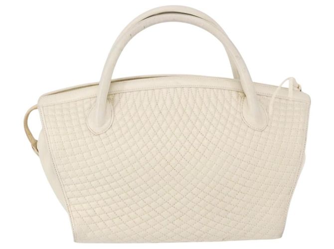 Vintage Handtasche Bally aus gestepptem Leder Weiß - Ansicht 2