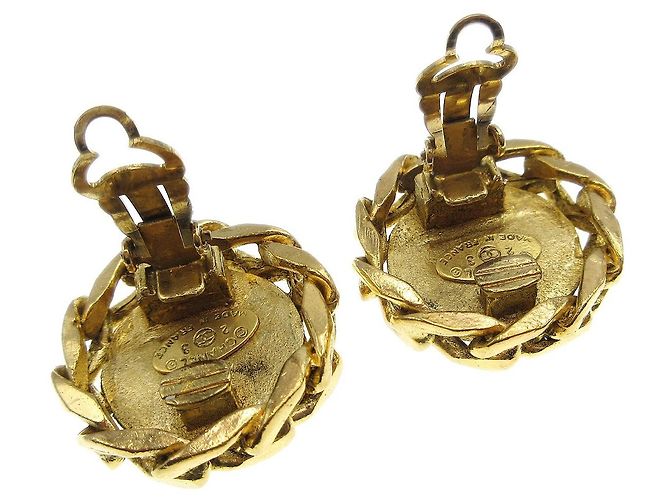 Clip Chanel CC in metallo con perla sintetica D'oro - vista 2