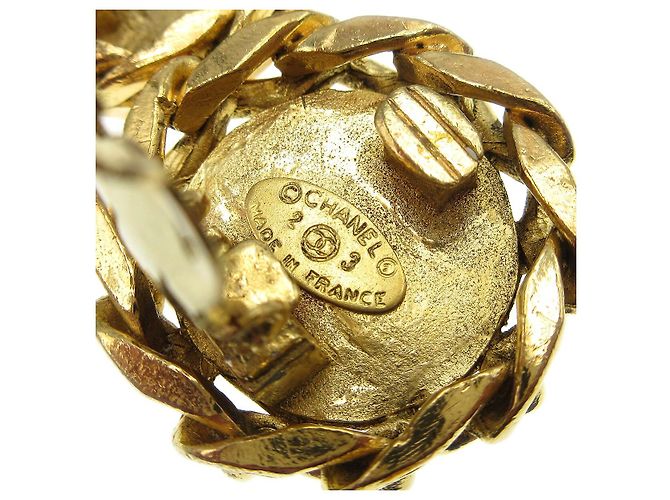 Clip Chanel CC in metallo con perla sintetica D'oro - vista 4