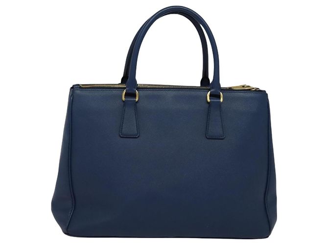 Prada Tote Lux a Doppia Cerniera con Tasca Frontale in Pelle Saffiano Media Blu - vista 2