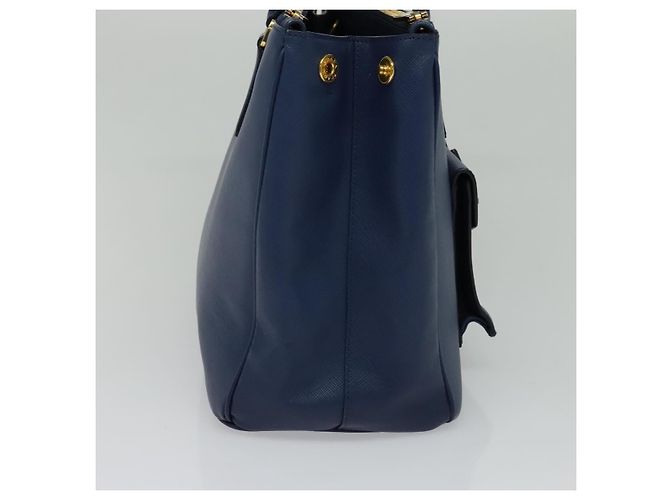 Prada Tote Lux a Doppia Cerniera con Tasca Frontale in Pelle Saffiano Media Blu - vista 3