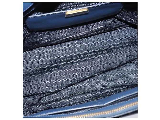 Prada Tote Lux a Doppia Cerniera con Tasca Frontale in Pelle Saffiano Media Blu - vista 5