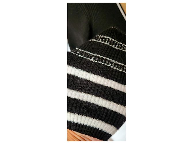 Chanel Cardigan Schwarz Weiß Baumwolle Kaschmir - Ansicht 7