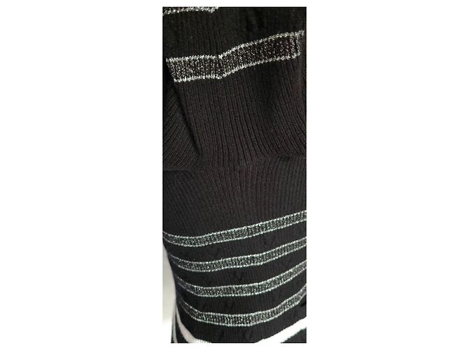 Chanel Cardigan Schwarz Weiß Baumwolle Kaschmir - Ansicht 8