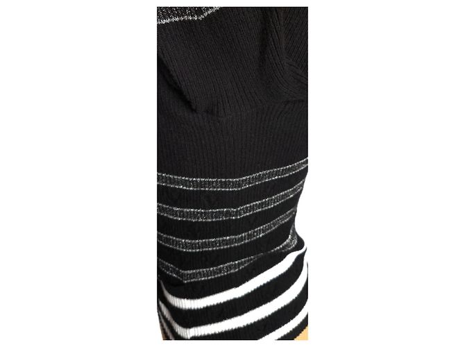 Chanel Herzmuster Cardigan Schwarz Weiß Baumwolle Kaschmir - Ansicht 12