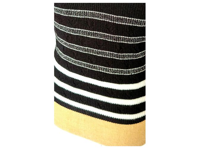 Chanel Herzmuster Cardigan Schwarz Weiß Baumwolle Kaschmir - Ansicht 9
