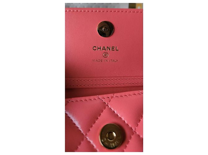 Chanel Wallet on Chain in pelle d'agnello rosa corallo D'oro - vista 7