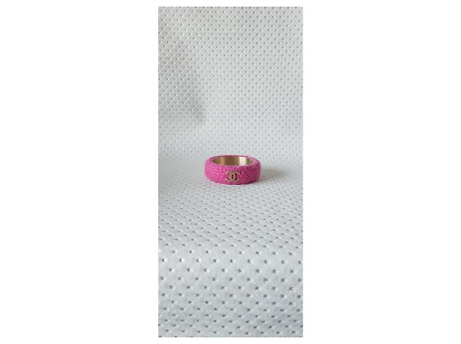 Bracciale Chanel Tweed Bangle Fucsia e Oro D'oro Fuschia - vista 2