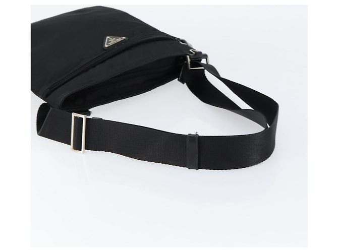 Borsa messenger con tasca frontale Prada Tessuto media Nero - vista 7