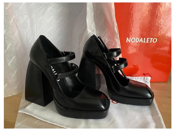 Nodaleto Bulla 105 Scarpe Mary Jane con Plateforme in Pelle Nera Nero - vista 3