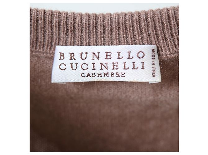 Brunello Cucinelli taupe Kaschmir V-Ausschnitt Pullover – 2010er Grau - Ansicht 4