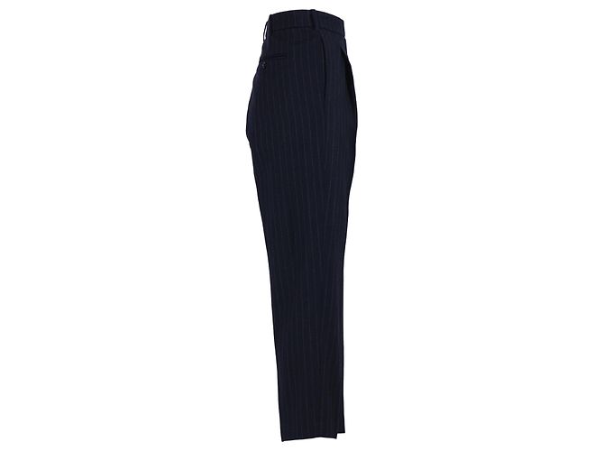 Jil Sander Calças de lã com risca de giz dourada – anos 2000 Preto - vista 2