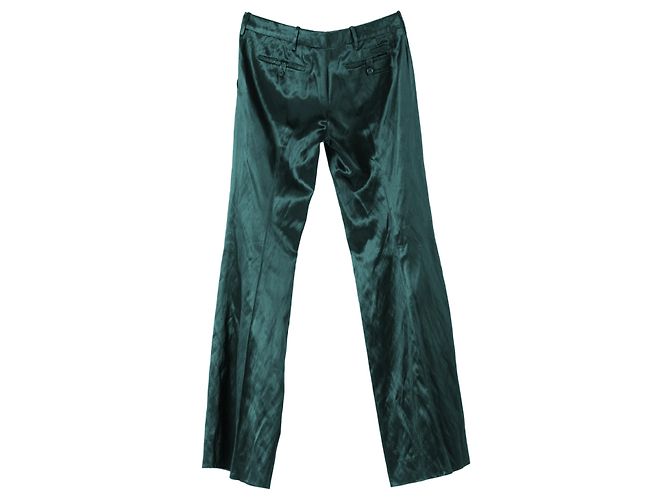 Maßgeschneiderte Satin-Hosen in Smaragdgrün von Prada – 2000er Schwarz - Ansicht 2