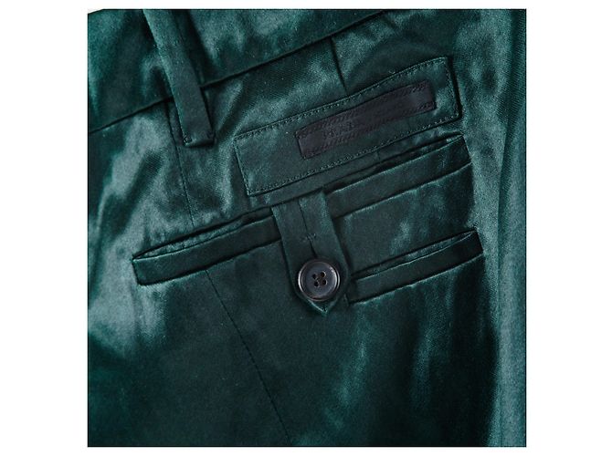 Maßgeschneiderte Satin-Hosen in Smaragdgrün von Prada – 2000er Schwarz - Ansicht 3