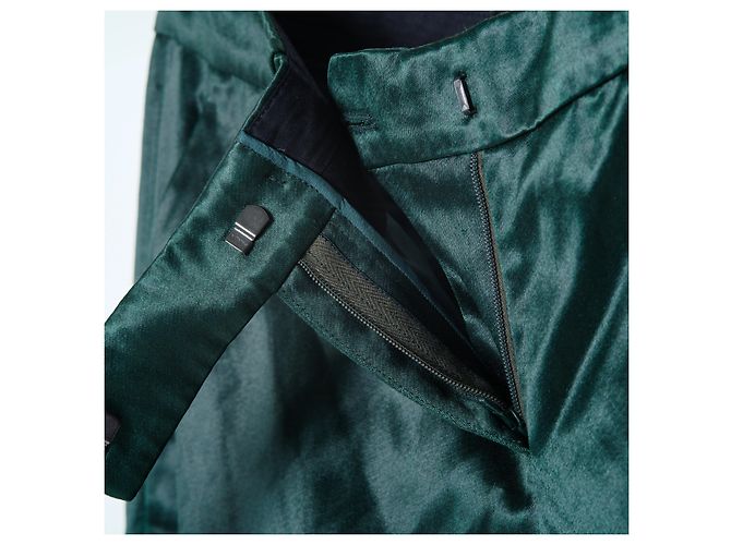 Maßgeschneiderte Satin-Hosen in Smaragdgrün von Prada – 2000er Schwarz - Ansicht 4