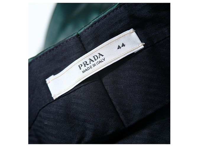 Maßgeschneiderte Satin-Hosen in Smaragdgrün von Prada – 2000er Schwarz - Ansicht 6