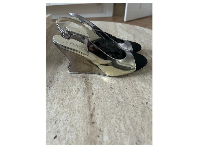 Pumps Slingback Chanel Argento - vista 4