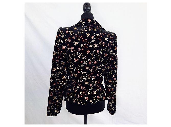 Emanuel Ungaro Elegante Samtjacke von Ungaro mit floralem Muster Schwarz - Ansicht 2