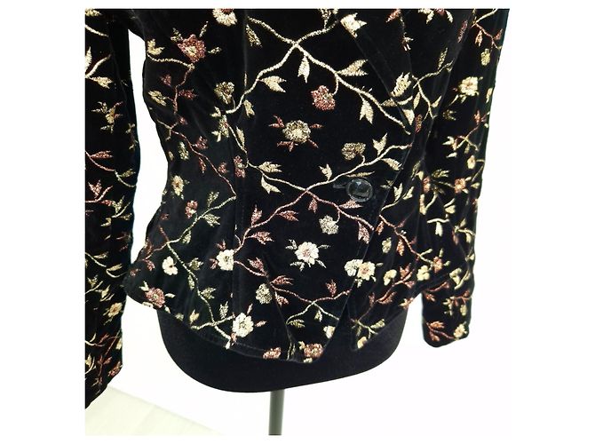Emanuel Ungaro Elegante Samtjacke von Ungaro mit floralem Muster Schwarz - Ansicht 5