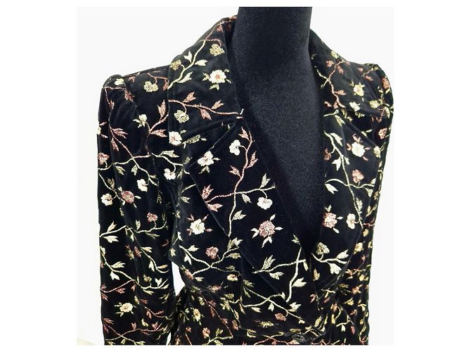 Emanuel Ungaro Elegante Samtjacke von Ungaro mit floralem Muster Schwarz - Ansicht 6