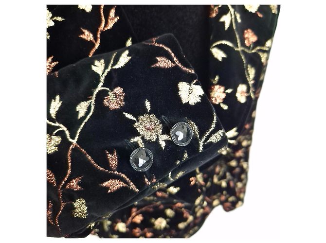Emanuel Ungaro Elegante Samtjacke von Ungaro mit floralem Muster Schwarz - Ansicht 8