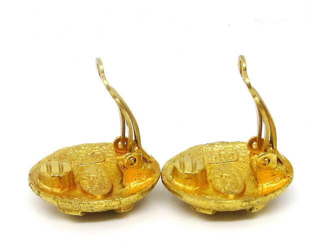 Chanel Vintage CC Round Clip-On Metal Small D'oro - vista 4
