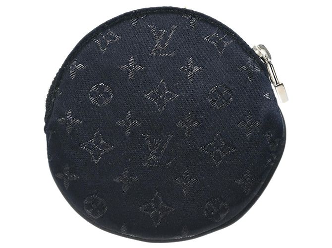 Runder Münzbeutel Louis Vuitton Limitierte Auflage Monogramm Seide Schwarz - Ansicht 2