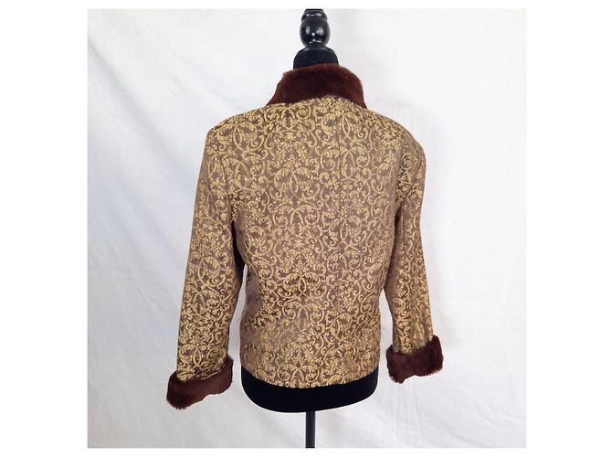 Versace Jeans Couture Chaqueta Versace con patrón de brocado Castaño Dorado - vista 2