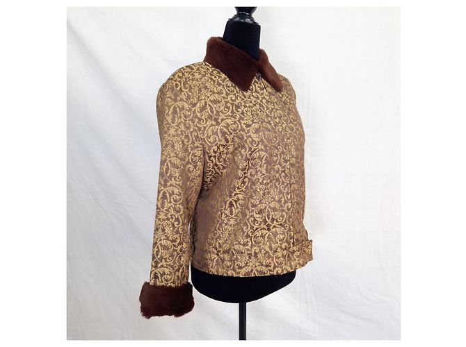 Versace Jeans Couture Chaqueta Versace con patrón de brocado Castaño Dorado - vista 4