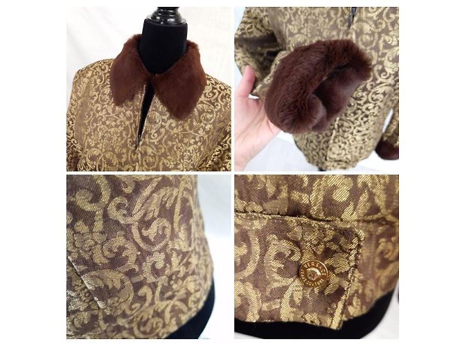 Versace Jeans Couture Chaqueta Versace con patrón de brocado Castaño Dorado - vista 9