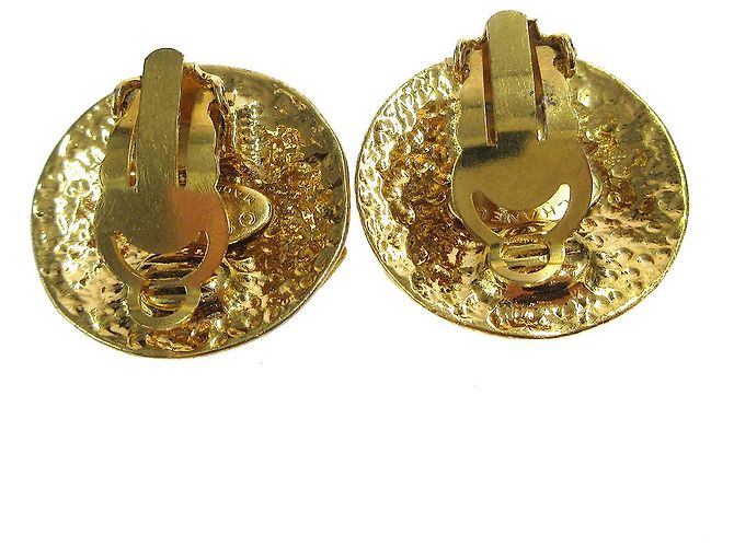 Chanel Vintage CC Round Clip-On Metal Small D'oro - vista 2