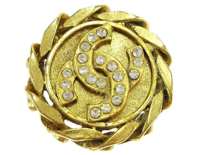 Bottoni a clip Chanel CC in metallo con perla sintetica D'oro - vista 4