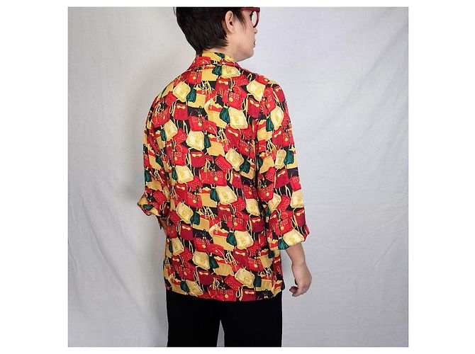 Camisa de seda roja Givenchy con patrón de bolsos Multicolor - vista 11