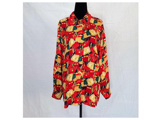 Camisa de seda roja Givenchy con patrón de bolsos Multicolor - vista 2