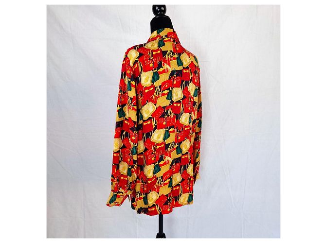 Camisa de seda roja Givenchy con patrón de bolsos Multicolor - vista 3