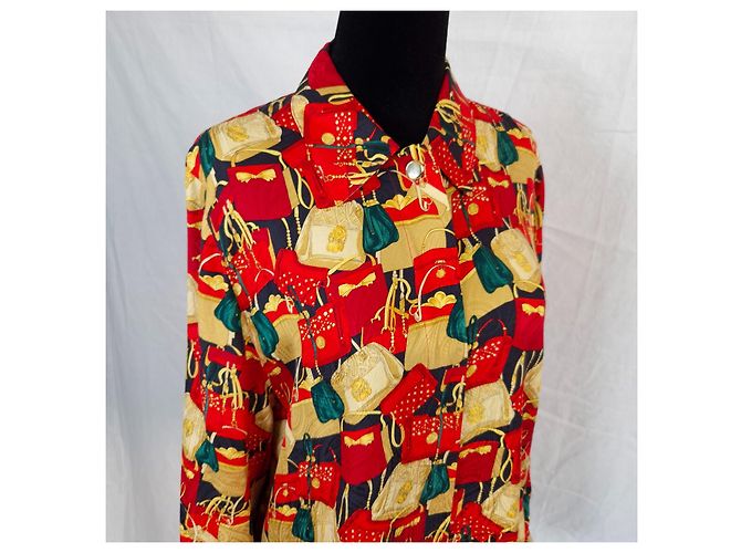 Camisa de seda roja Givenchy con patrón de bolsos Multicolor - vista 6