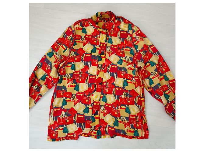 Camisa de seda roja Givenchy con patrón de bolsos Multicolor - vista 7
