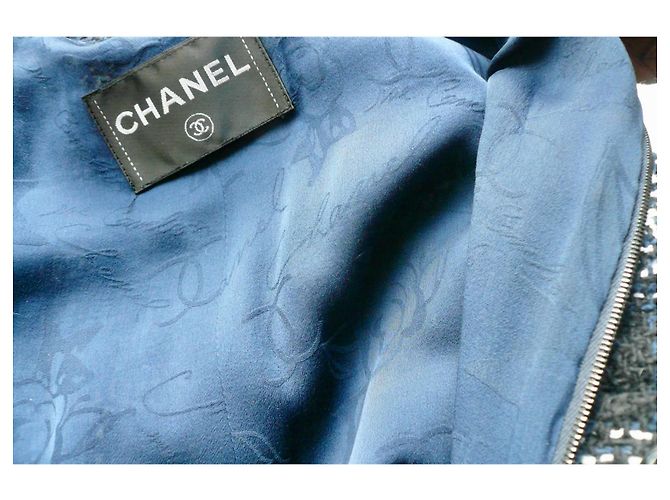 CHANEL Tuta TWEED blu navy e écru Tg.36 Multicolore - vista 5