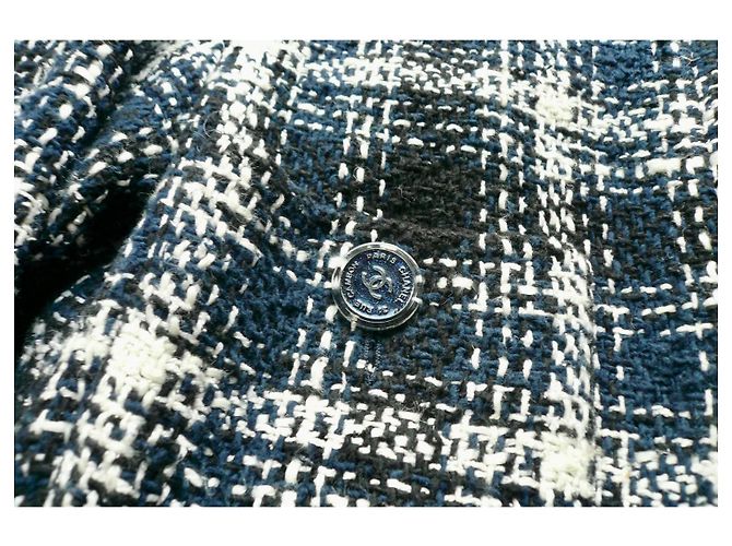 CHANEL Tuta TWEED blu navy e écru Tg.36 Multicolore - vista 6