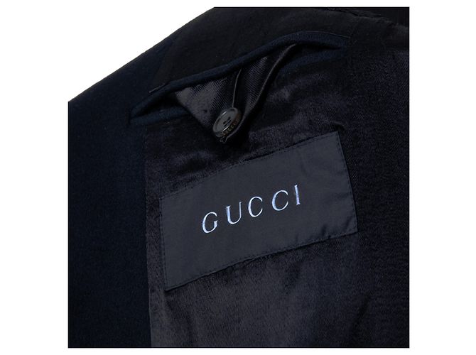 Gucci Runway Long Wool Coat Black – ’10s Grey - view 5