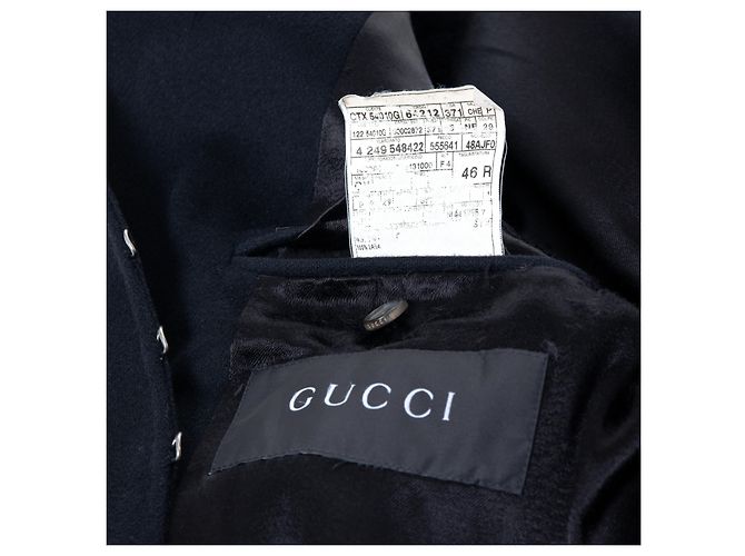 Gucci Runway Long Wool Coat Black – ’10s Grey - view 7