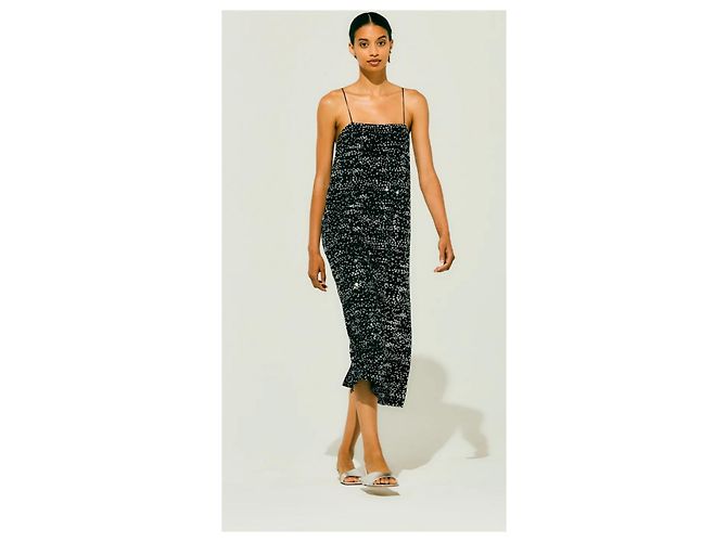 Tibi Scintilla Jersey Slip Kleid Schwarz Silber - Ansicht 6