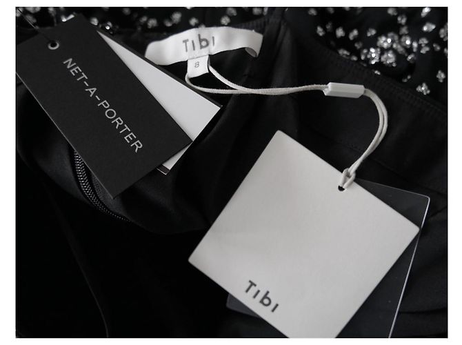 Tibi Scintilla Jersey Slip Kleid Schwarz Silber - Ansicht 7