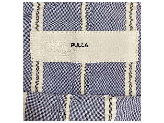 Autre Marque TOGA PULLA Memory Taft-Streifenbluse Blau - Ansicht 4