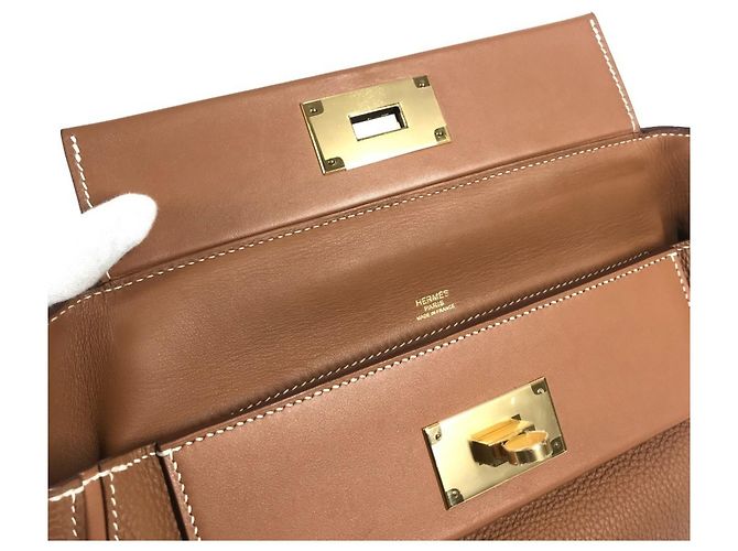 Borsa a mano in pelle Togo di Hermès D'oro - vista 8