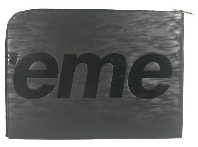 Pochette Jour GM in pelle Epi Louis Vuitton Supreme Nero - vista 12
