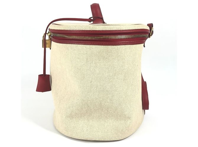 Hermès HERMES Zwei-Farben Intercity Schminktasche Rot Mehrfarben Beige - Ansicht 4